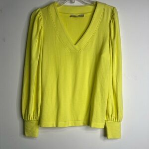 Loft Pullover VNeck Sweater Medium Long Sleeves Bright Yellow